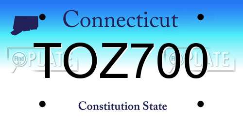 TOZ700 Connecticut License Plate