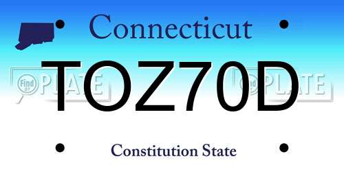 TOZ70D Connecticut License Plate
