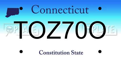 TOZ70O Connecticut License Plate
