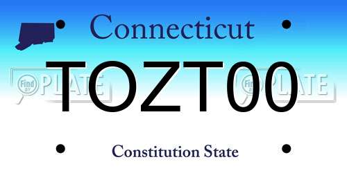 TOZT00 Connecticut License Plate
