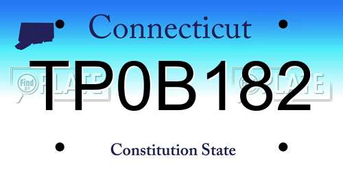 TP0B182 Connecticut License Plate