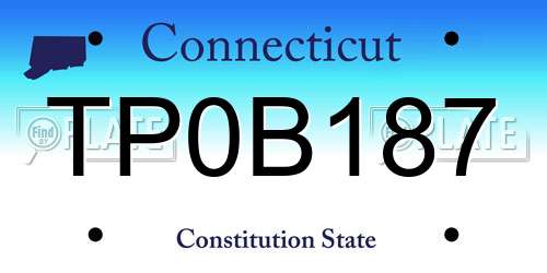 TP0B187 Connecticut License Plate