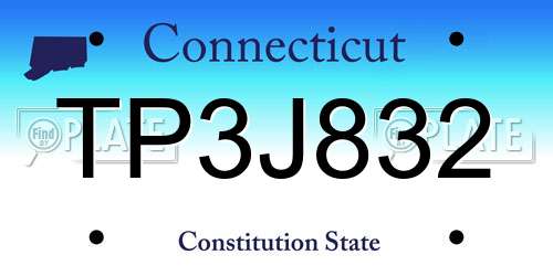 TP3J832 Connecticut License Plate