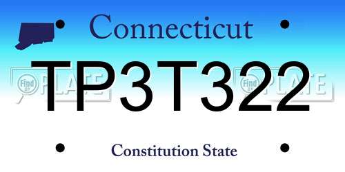 TP3T322 Connecticut License Plate