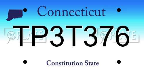 TP3T376 Connecticut License Plate