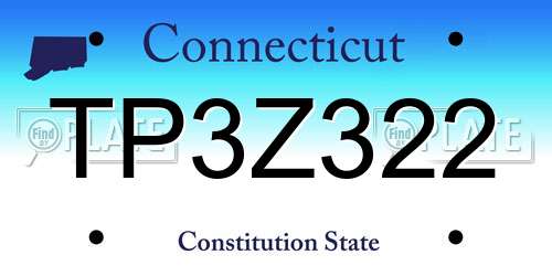 TP3Z322 Connecticut License Plate
