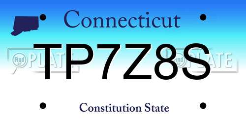 TP7Z8S Connecticut License Plate