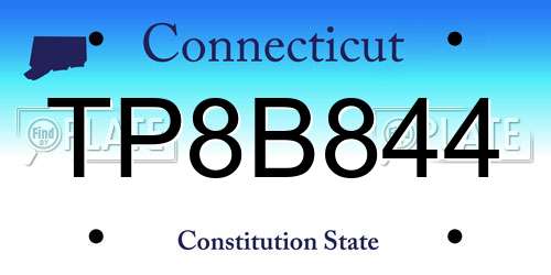 TP8B844 Connecticut License Plate