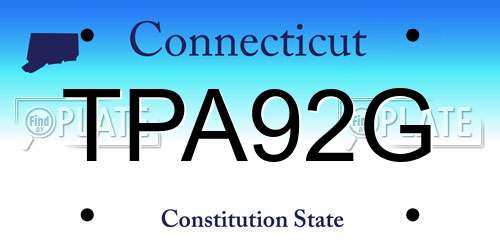 TPA92G Connecticut License Plate
