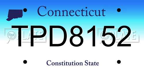 TPD8152 Connecticut License Plate