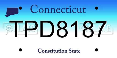 TPD8187 Connecticut License Plate