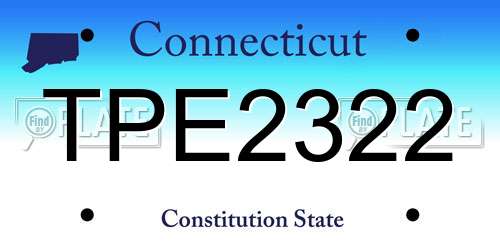 TPE2322 Connecticut License Plate