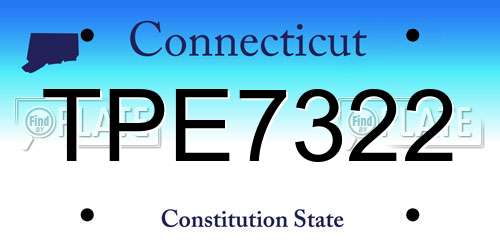 TPE7322 Connecticut License Plate