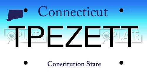 TPEZETT Connecticut License Plate