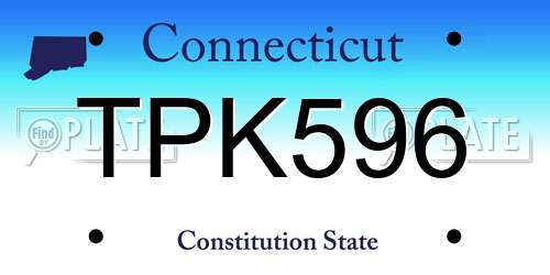 TPK596 Connecticut License Plate