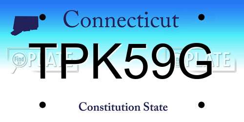 TPK59G Connecticut License Plate