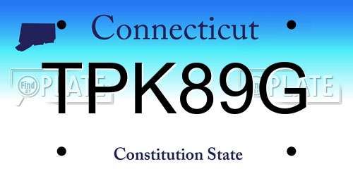 TPK89G Connecticut License Plate