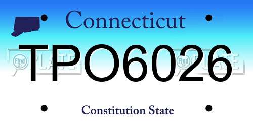 TPO6026 Connecticut License Plate