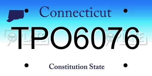 TPO6076 Connecticut License Plate