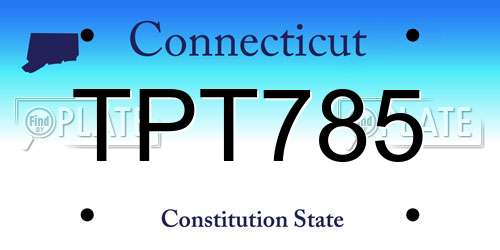 TPT785 Connecticut License Plate