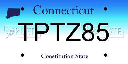 TPTZ85 Connecticut License Plate