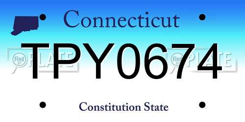TPY0674 Connecticut License Plate