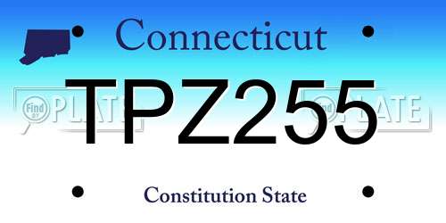 TPZ255 Connecticut License Plate
