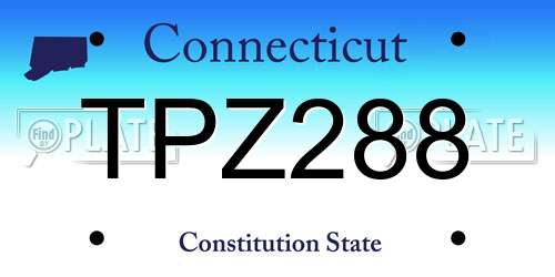 TPZ288 Connecticut License Plate