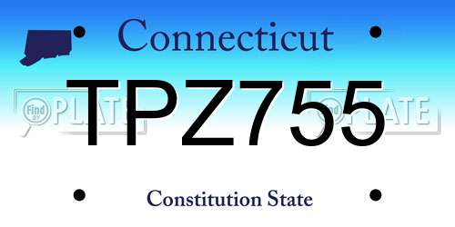 TPZ755 Connecticut License Plate