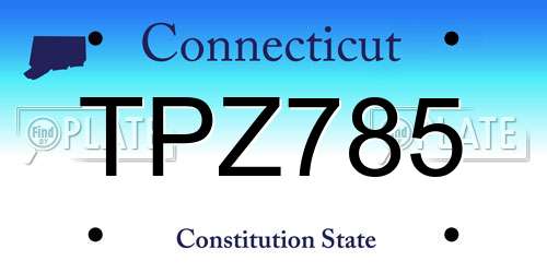 TPZ785 Connecticut License Plate