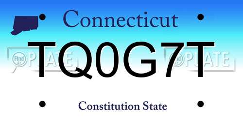 TQ0G7T Connecticut License Plate