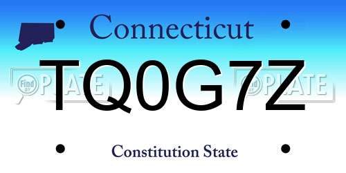 TQ0G7Z Connecticut License Plate