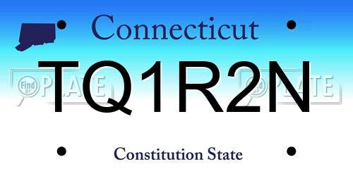 TQ1R2N Connecticut License Plate