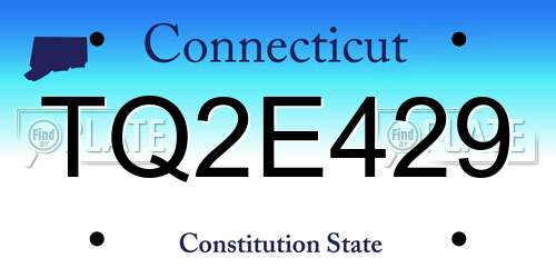 TQ2E429 Connecticut License Plate