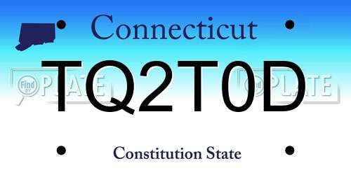 TQ2T0D Connecticut License Plate