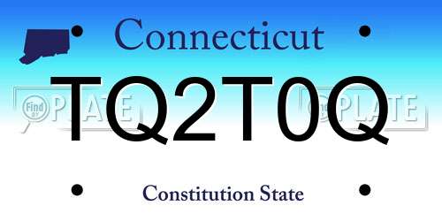 TQ2T0Q Connecticut License Plate