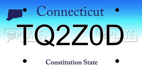 TQ2Z0D Connecticut License Plate