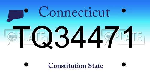 TQ34471 Connecticut License Plate