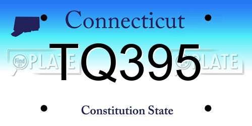 TQ395 Connecticut License Plate