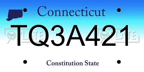 TQ3A421 Connecticut License Plate