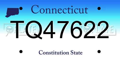 TQ47622 Connecticut License Plate
