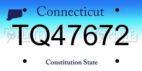 TQ47672 Connecticut License Plate