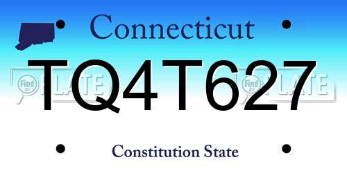 TQ4T627 Connecticut License Plate