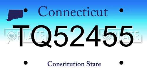 TQ52455 Connecticut License Plate