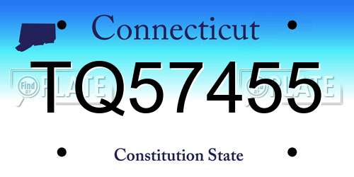 TQ57455 Connecticut License Plate