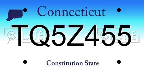 TQ5Z455 Connecticut License Plate