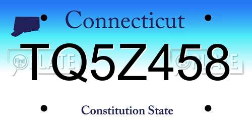 TQ5Z458 Connecticut License Plate