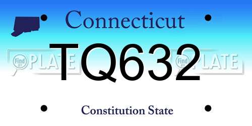 TQ632 Connecticut License Plate