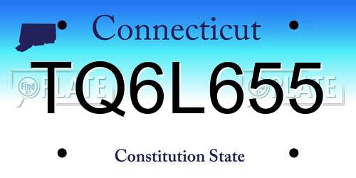TQ6L655 Connecticut License Plate