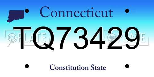 TQ73429 Connecticut License Plate